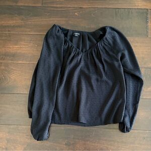 Ann Taylor Black Textured Blouse